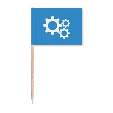 Imagem de Engrenagem estrutura física mecânica bandeiras de palito de dente marcador topo decoração de festa