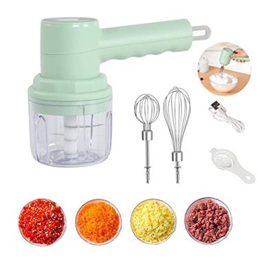 Imagem de 3 em 1 Misturador Automático Egg Masher USB Recarregável Cortador de Alho Elétrico Triturador de Leite Batedeira Misturadora de Alimentos de Cozinha (verde)