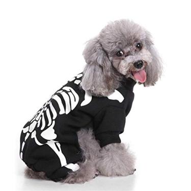 Imagem de Yliping Roupas de cachorro de Halloween colete elástico preto camiseta filhote casaco acessórios fantasias roupas para animais de estimação para cães gatos (tamanho: M)