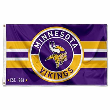 Imagem de WinCraft Bandeira Minnesota Vikings logotipo círculo botão patch bandeira grande 3x5