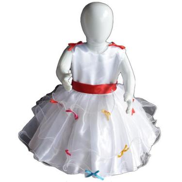 Imagem de Vestido De Noiva Caipira Festa Junina Com Luva E Véu Curto Infantil -