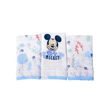 Imagem de Babete Bordada, Disney Baby, Azul, 32x32cm, Pacote de 3