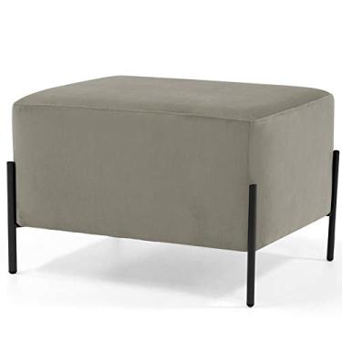 Imagem de Puff Quadrado Decorativo Status 60x45 D02 Pés de Aço Veludo Bege C-309 - Lyam Decor