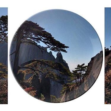 Imagem de Prato de madeira de pinheiro decorativo de porcelana salver louça de jantar