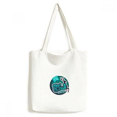 Imagem de Sacola de lona com ilustração de rena azul Merry Christmas bolsa de compras casual bolsa de mão