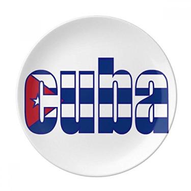 Imagem de Placa de nome da bandeira do país Cuba decorativa de porcelana Salver louças de jantar
