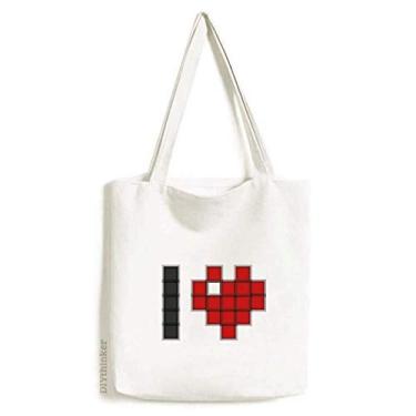 Imagem de I Love Valentine's Pixel Art Deco Gift Fashion Tote Canvas Bag Shopping Satchel Casual Bolsa