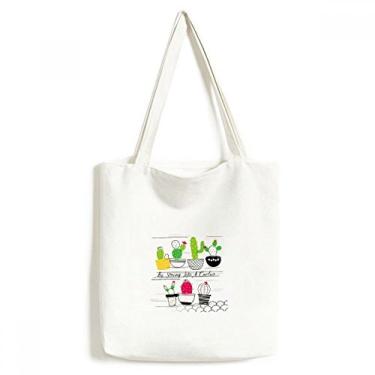 Imagem de Bolsa de lona para suculentas em vaso com cacto de planta sacola de compras casual