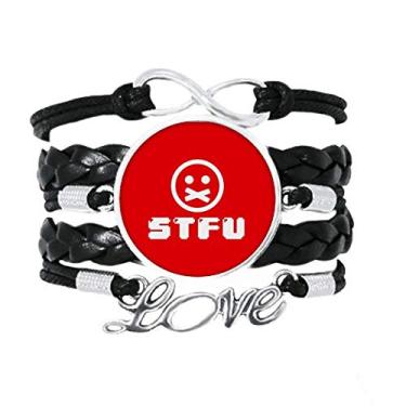 Imagem de OFFbb-USA Pulseira Shat Up Internet Fashion Abreviation Acessório Amor Pulseira de Couro Trançado Corda Presente
