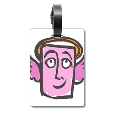 Imagem de Angel Abstract Face Sketch Happy Suitcase Bag Etiqueta Bagagem Cartão Scutcheon Etiqueta