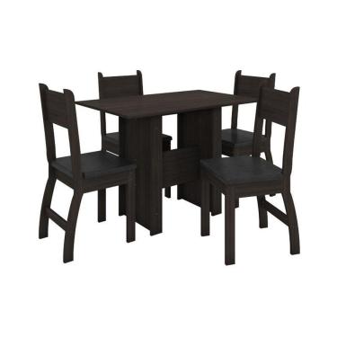 Imagem de Conjunto Mesa de Jantar Milano 1,08m com 4 Cadeiras  Amendoa/Preto - Poliman