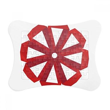 Imagem de Enfeite de quebra-cabeça de origami com flor de Natal abstrata vermelha para decoração de imagem
