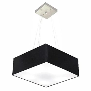 Imagem de Lustre Pendente Quadrado Cúpula Tecido 15/45x45 cm, Vivare Iluminação, Pendente4196 PR, Preto, Médio