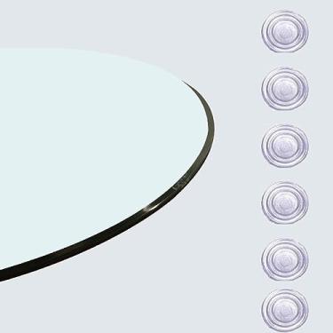 Imagem de ELLEDA Tampo de mesa redondo de vidro temperado, móveis de bordas polidas transparentes, tampo de mesa de vidro redondo de 50-80-100 cm, forte estabilidade/à prova de explosão, para mesa de café (tamanho: 45 cm (17,7 pol))