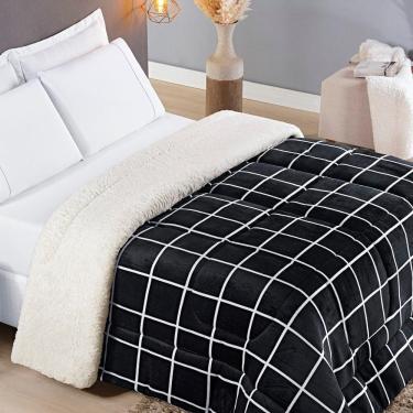 Imagem de Coberdrom Sherpa E Flannel Austin Queen Manta 150g 01 Peça - Preto