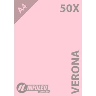 Imagem de Kit 50 Folhas Papel Color Plus Verona Rosa Bebê A4 180G