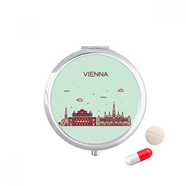 Imagem de Vienna Áustria — Estojo de comprimidos para viagem com padrão de marco plano para armazenamento de medicamentos, dispensador de espelho
