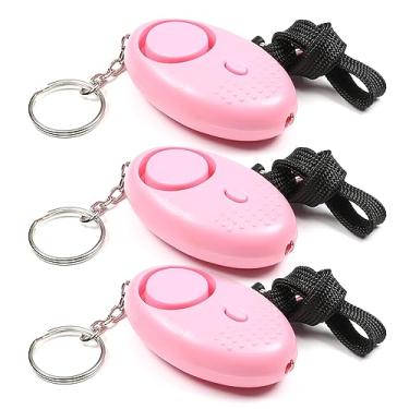 Imagem de Bettomshin 3 peças, chaveiro de alarme pessoal com som seguro rosa 120 dB com luz LED