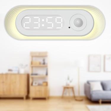 Imagem de Ao lado da lâmpada noturna Sensor de movimento Corpo Sensor Tempo de luz Relógio Luz de indução infravermelha Carregamento USB Luz do quarto moderna com escurecimento 600mAh para cabeceira da sala de