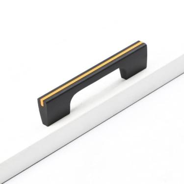 Imagem de armário de cozinha da liga de alumínio do ouro preto luxuoso claro segura a cômoda puxa os punhos do armário para a ferragem da mobília, 5226,96mm