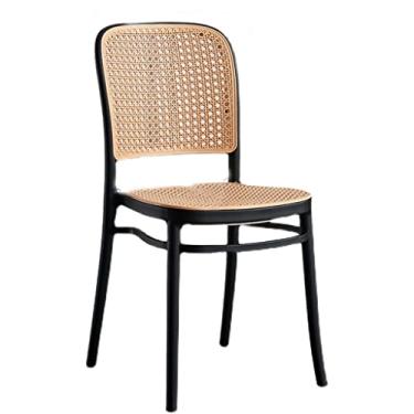 Imagem de Cadeiras de jantar de vime - Conjunto moderno de mesa e cadeiras empilháveis ​​de plástico para móveis de cozinha, uso doméstico e externo - Cadeiras de sala de jantar simples e elegantes Star of