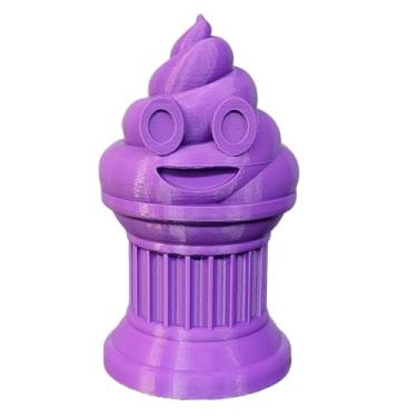 Imagem de Znet3D Troféu Emoji Poop – Prêmio ou presente perfeito – Feito à mão com fabricação aditiva – 15 cm de altura – Com um emoji sólido de cocô preso em uma coluna (roxo)