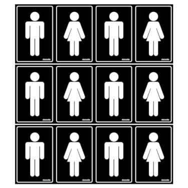 Imagem de Combo 6 Placas De Sinalização Banheiro Masculino - Feminino 20x15 Ekomunike - A-467 F9e