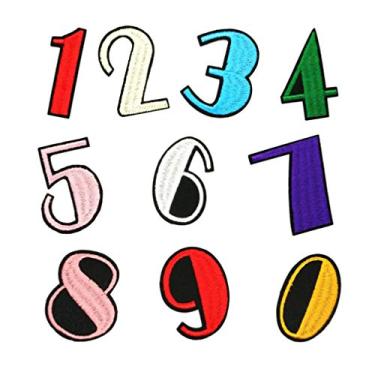 Imagem de CHUNCIN - Remendos bordados ferro sobre letras remendos letra alfabeto número aplique para roupas infantis jaquetas camiseta jeans saia coletes 26 letras (cor: números 09)