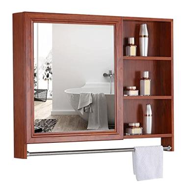Imagem de Armário de espelho Espelhos de banheiro Gabinete de alumínio para banheiro Caixa de espelho WolFum Espelho de banheiro Espelho de hotel Armário de armazenamento de espelho de vaidade (cor: vermelho,
