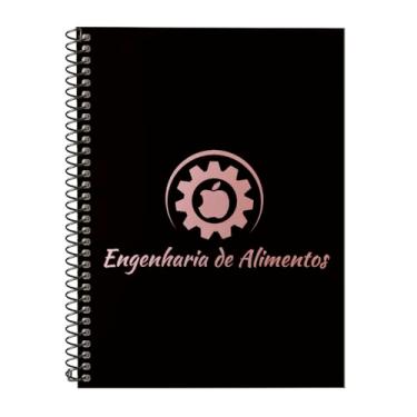 Imagem de Caderno Universitário Espiral 15 Matérias Profissões Engenharia de Alimentos (Preto e Rosê)