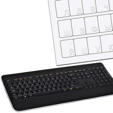 Imagem de Adesivo de teclado transparente russo com letras brancas para laptop de computador