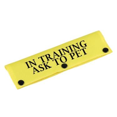 Imagem de Coleira engraçada para cães em treinamento Ask to Pet Dog Leash Wrap Sleeve Alert Tag Pet Presente de aniversário (Treinamento Ask to Pet-YE Manga)
