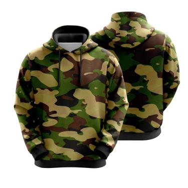 Imagem de Blusa Moletom Sublimação Blusão Full Print com Capuz Camuflado Novidade-Unissex