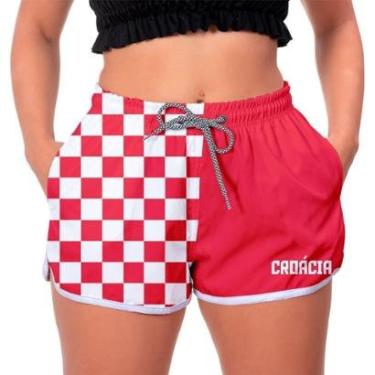 Imagem de Short Feminino Xadrez Leve Confortável Croácia Moda Praia-Feminino
