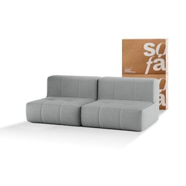 Imagem de Sofá 2 lugares Modular - Sofá na Caixa em Boucle com 2 Módulos 1,72m (Cinza, Sem braços)