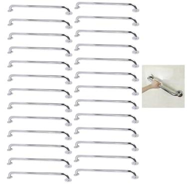 Imagem de Alça de Apoio 80cm Barra Inox Kit 26 Unidades Idoso Cadeirante Banheiro Box Suporte Acessibilidade Segurança Resistente
