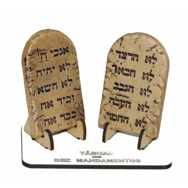 Imagem de Maranata Shofar - Tábuas dos Dez Mandamentos Base Madeira MDF Pequena