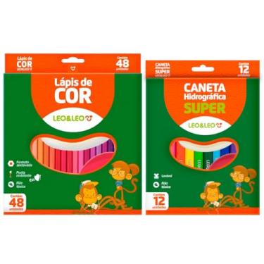 Imagem de Lápis de cor 48 cores + Canetinha 12 Cores - Leo e Leo