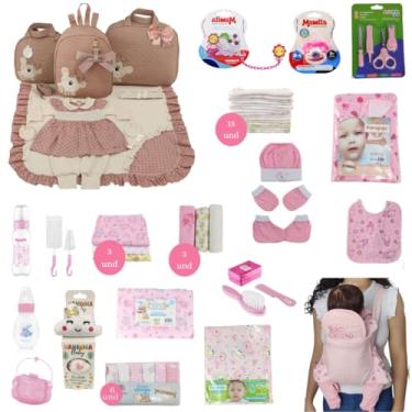 Imagem de KIT BOLSA MATERNIDADE 3 PEÇAS C/SAÍDA MATERNIDADE + ENXOVAL MASTER MENINA (Urso)