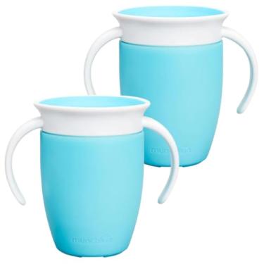 Imagem de Munchkin Copos Miracle 360 para crianças pequenas, à prova de derramamento com design sem bico recomendado por dentistas, copos infantis sem BPA, fáceis de limpar, 200 ml, 6 meses (Sky 2 unidades)