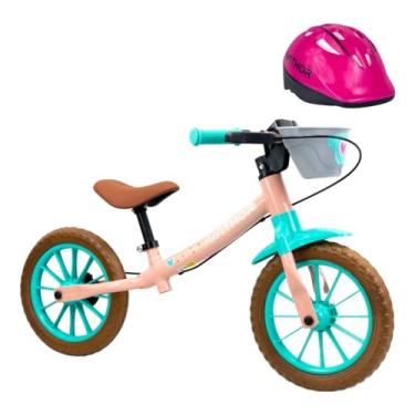 Imagem de Bicicleta de Equilíbrio Infantil Love 2, Aro 12, Azul e Rosa, com Capacete