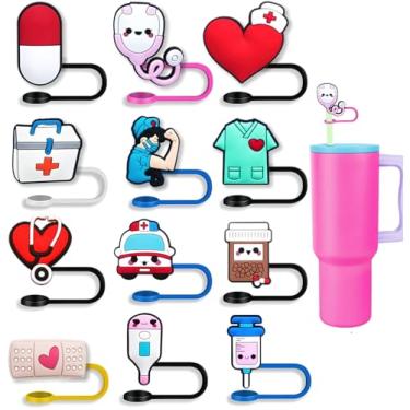 Imagem de Capa de canudo de 12 peças para copo Stanley, cobertura de palha de silicone para copo Stanley de 30 e 4 onças com copos, acessórios de tampa de 10 mm 1 cm (reutilizável)