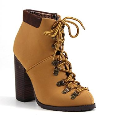 Imagem de Luichiny Anna may IMI Suede Lug Sole Lace Up Combat Stacked heel Ankle Booties (Chamois Timberland Yellow, 7)