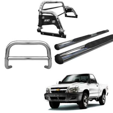 Imagem de Kit Quebra Mato Santo Antônio H3 Estribo Chapa S-10 94/2011 Cromado - 