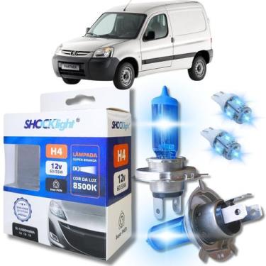 Imagem de Kit par lâmpadas super branca conector h4 8500k shocklight + par leds 
