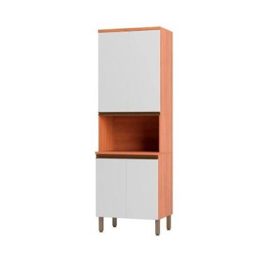 Imagem de Paneleiro Macadâmia 70cm Com Espaço Para Micro-ondas 4 Portas 914301 Telasul Freijo E Branco