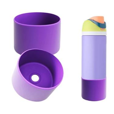 Imagem de FFIHTY Bota de silicone de atualização de 2 peças adequada para garrafa de água de aço inoxidável Owala 680 g 947 g 1,134 g FreeSip, Twist and Flip de aço inoxidável, garrafa de água amortecedora