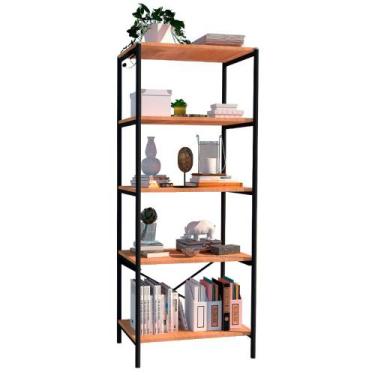 Imagem de Estante Livreiro Multiuso Trento Estilo Industrial 150cm com 5 Pratele