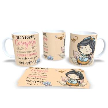 Imagem de Canecas de Porcelana Branca Personalizadas Pricesas Motivadas (seja forte e corajosa)