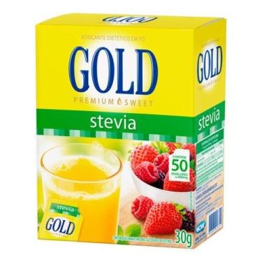 Imagem de Adoçante Dietético Stevia em Pó Gold 50 Sachês